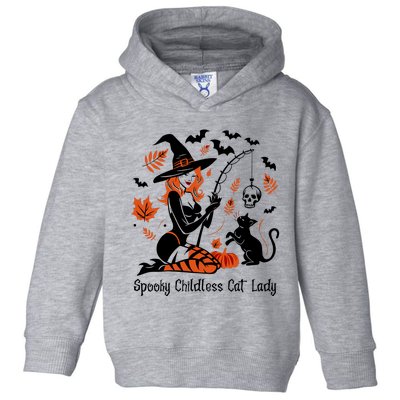 Spooky Childless Cat Lady Witch And Black Cat Halloween Toddler Hoodie