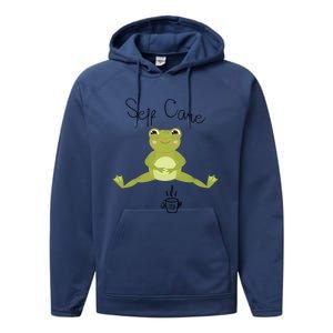 Self Care Cute Kawaii Frog Ing Tea Funny Frog Gift Performance Fleece Hoodie