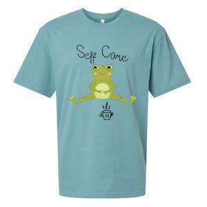 Self Care Cute Kawaii Frog Ing Tea Funny Frog Gift Sueded Cloud Jersey T-Shirt