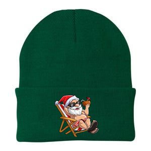 Santa Claus Christmas in July Tropical Hawaiian Xmas Knit Cap Winter Beanie