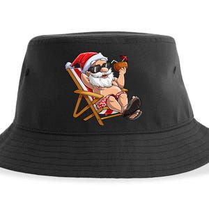 Santa Claus Christmas in July Tropical Hawaiian Xmas Sustainable Bucket Hat