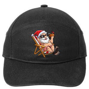 Santa Claus Christmas in July Tropical Hawaiian Xmas 7-Panel Snapback Hat