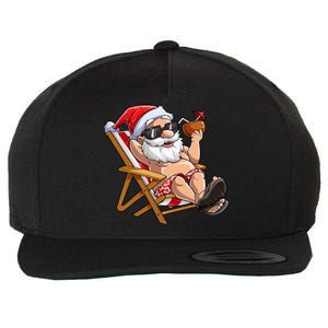 Santa Claus Christmas in July Tropical Hawaiian Xmas Wool Snapback Cap