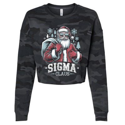 Sigma Claus Cool Santa Funny Christmas Riz Z Rizzler Meme Cropped Pullover Crew