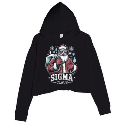 Sigma Claus Cool Santa Funny Christmas Riz Z Rizzler Meme Crop Fleece Hoodie