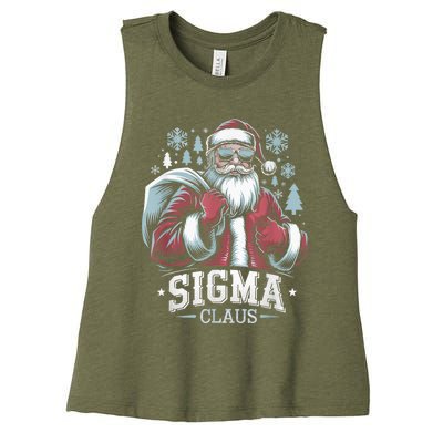 Sigma Claus Cool Santa Funny Christmas Riz Z Rizzler Meme Women's Racerback Cropped Tank