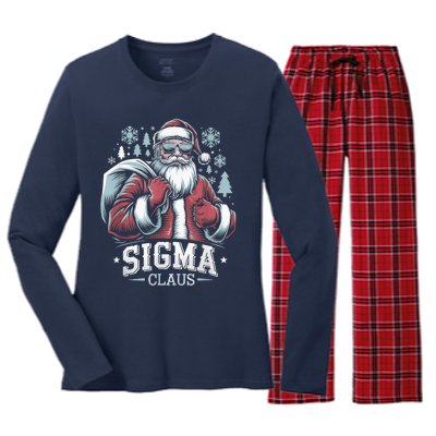 Sigma Claus Cool Santa Funny Christmas Riz Z Rizzler Meme Women's Long Sleeve Flannel Pajama Set 