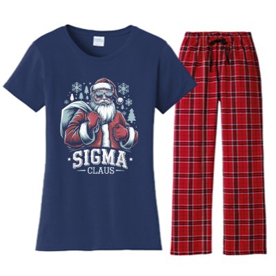 Sigma Claus Cool Santa Funny Christmas Riz Z Rizzler Meme Women's Flannel Pajama Set