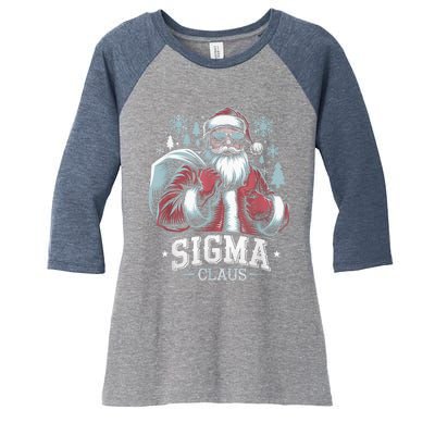 Sigma Claus Cool Santa Funny Christmas Riz Z Rizzler Meme Women's Tri-Blend 3/4-Sleeve Raglan Shirt