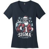 Sigma Claus Cool Santa Funny Christmas Riz Z Rizzler Meme Women's V-Neck T-Shirt