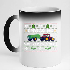 Spreading Christmas Cheer Farm Tractor Farmer 11oz Black Color Changing Mug