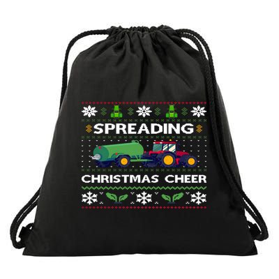 Spreading Christmas Cheer Farm Tractor Farmer Drawstring Bag