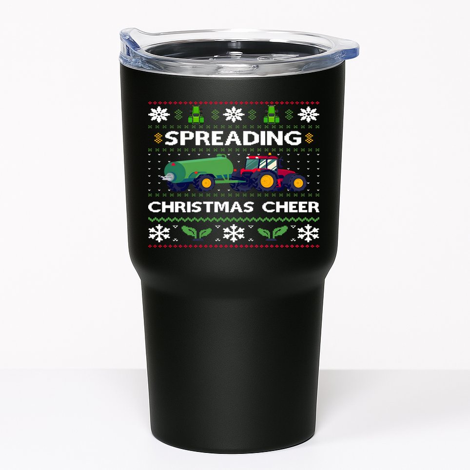 Spreading Christmas Cheer Farm Tractor Farmer Tumbler