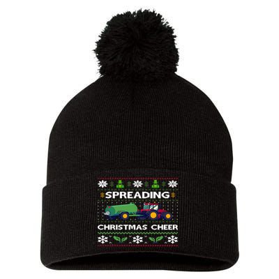 Spreading Christmas Cheer Farm Tractor Farmer Pom Pom 12in Knit Beanie