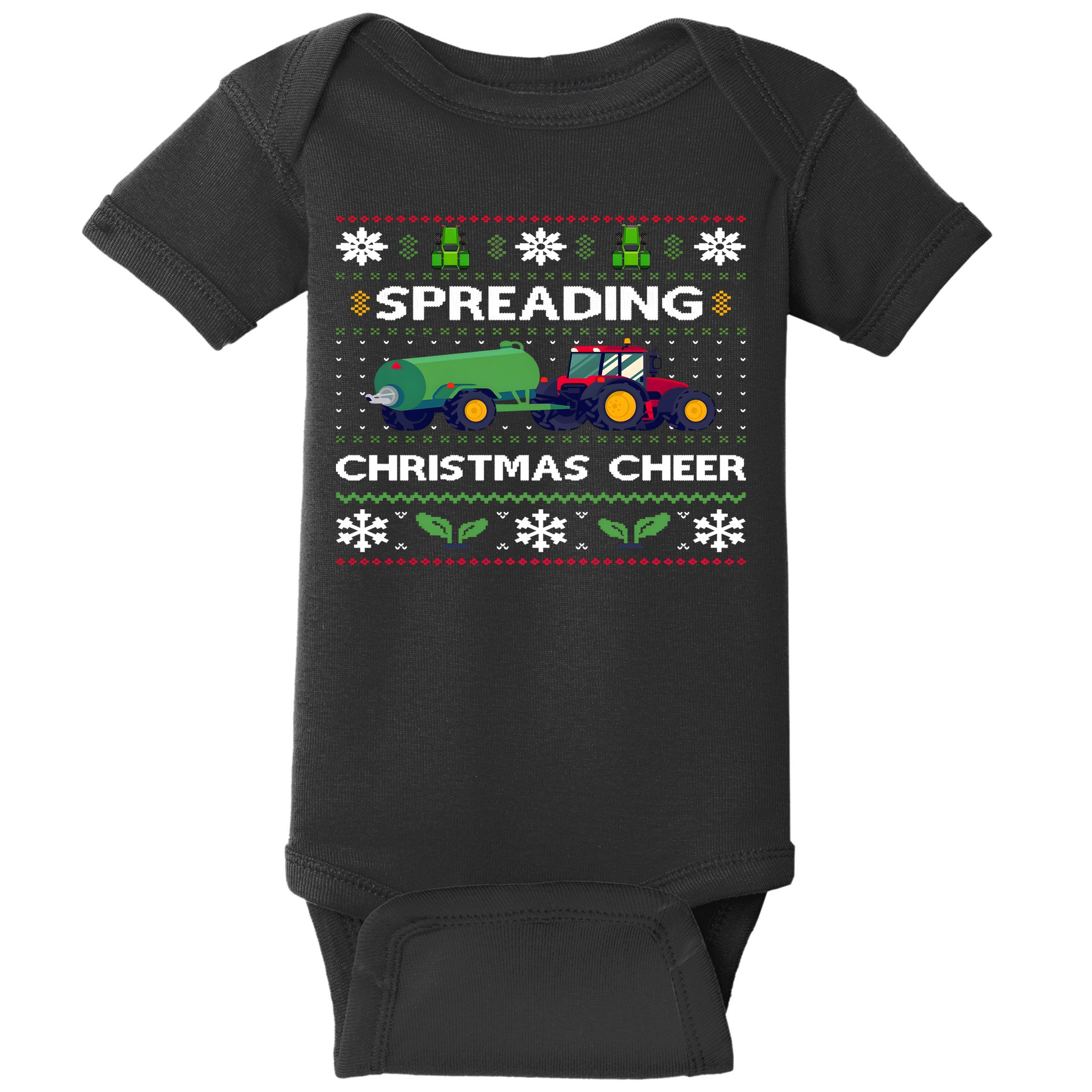 Spreading Christmas Cheer Farm Tractor Farmer Baby Bodysuit
