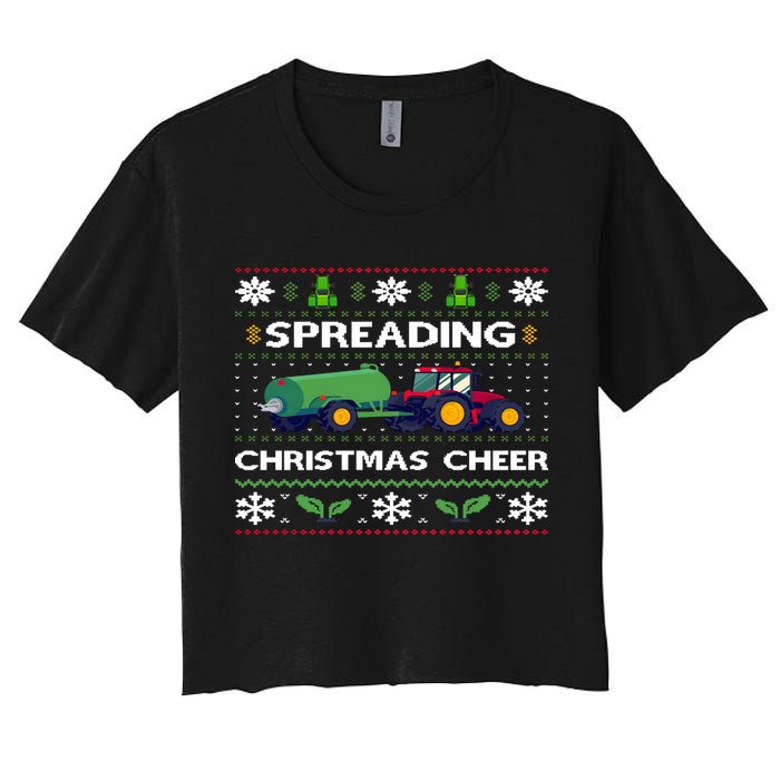 Spreading Christmas Cheer Farm Tractor Farmer Women's Crop Top Tee