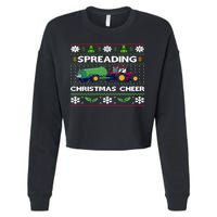 Spreading Christmas Cheer Farm Tractor Farmer Cropped Pullover Crew
