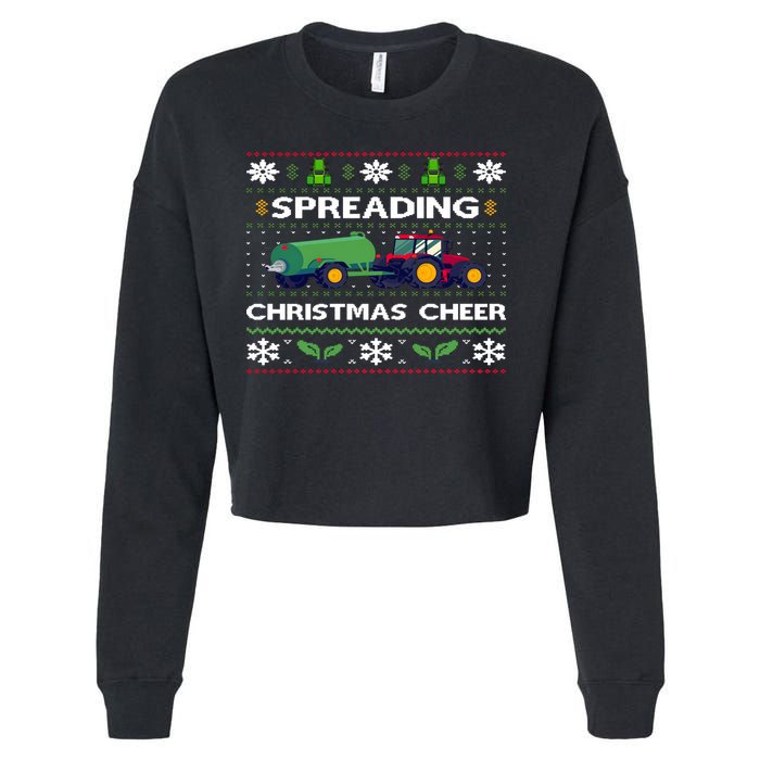 Spreading Christmas Cheer Farm Tractor Farmer Cropped Pullover Crew