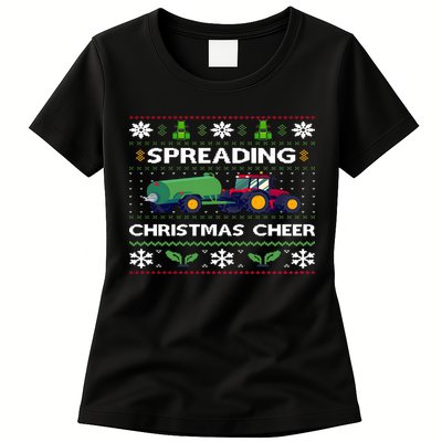 Spreading Christmas Cheer Farm Tractor Farmer Womens T-Shirt