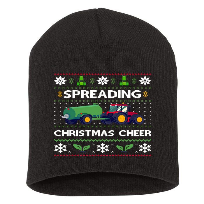 Spreading Christmas Cheer Farm Tractor Farmer Short Acrylic Beanie