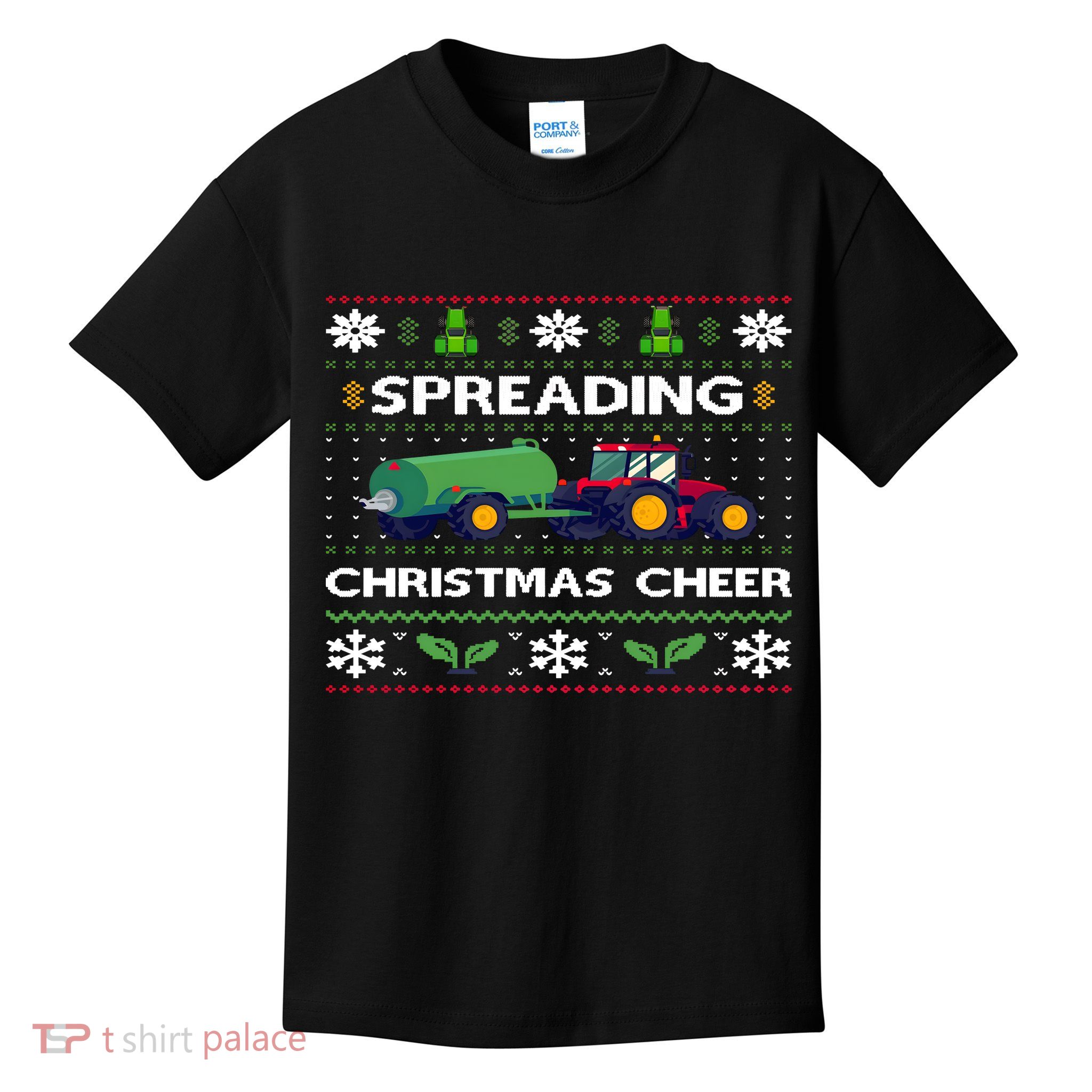 Spreading Christmas Cheer Farm Tractor Farmer Kids T-Shirt