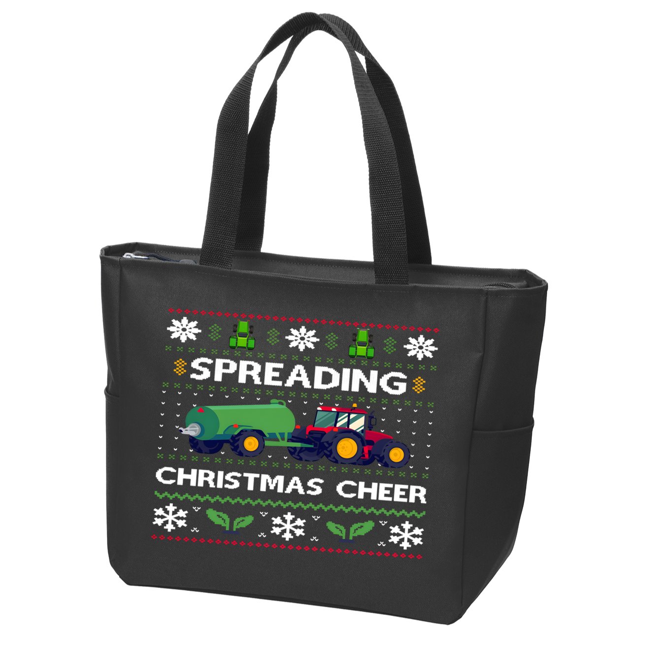 Spreading Christmas Cheer Farm Tractor Farmer Zip Tote Bag