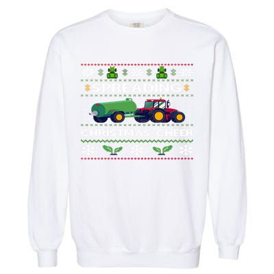 Spreading Christmas Cheer Farm Tractor Farmer Garment-Dyed Sweatshirt