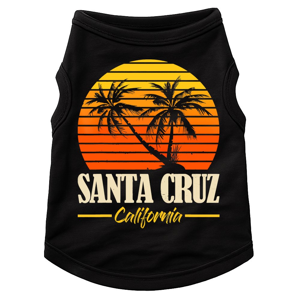 Santa Cruz California Retro Vintage Sunset Beach 70s 80s Doggie Tank