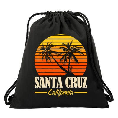 Santa Cruz California Retro Vintage Sunset Beach 70s 80s Drawstring Bag