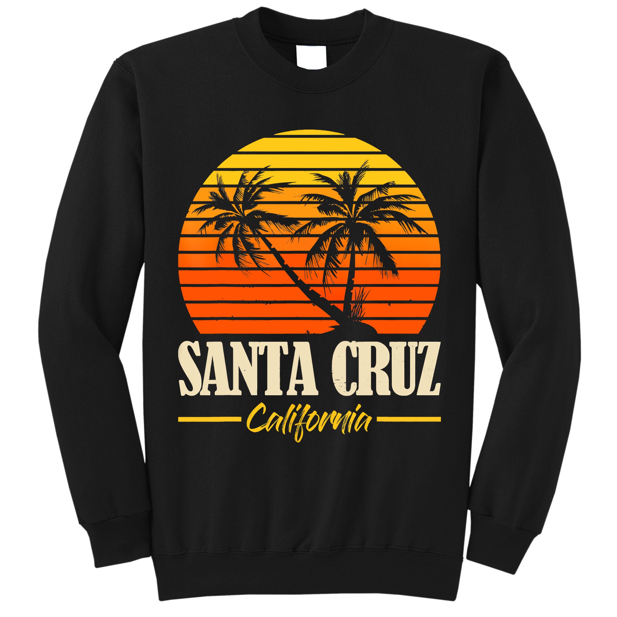 Santa Cruz California Retro Vintage Sunset Beach 70s 80s Tall Sweatshirt