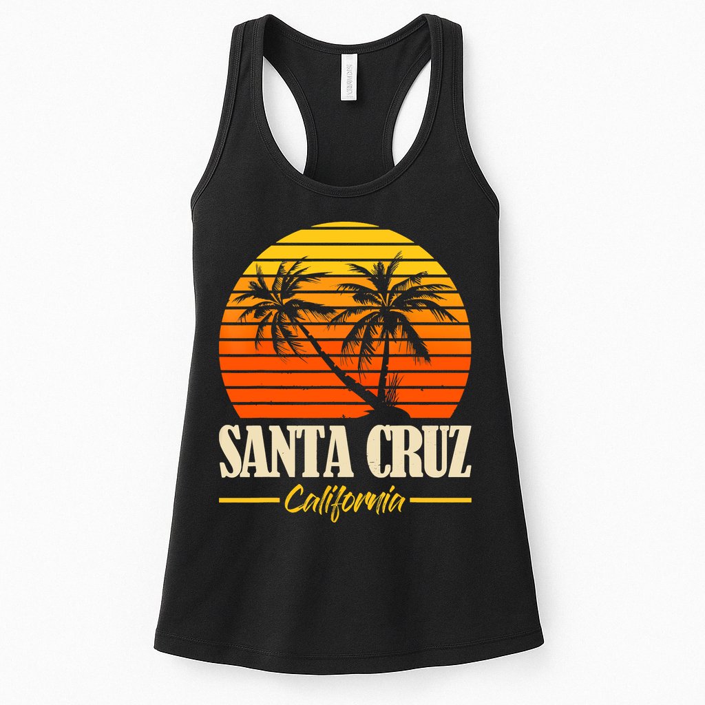 Santa Cruz California Retro Vintage Sunset Beach 70s 80s Womens Tank Top