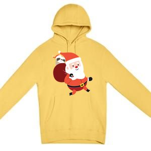 Santa Claus Carrying A Sloth Christmas Premium Pullover Hoodie