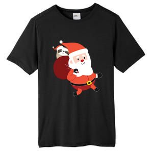 Santa Claus Carrying A Sloth Christmas Tall Fusion ChromaSoft Performance T-Shirt