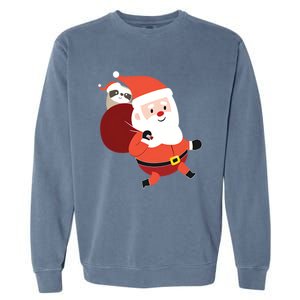 Santa Claus Carrying A Sloth Christmas Garment-Dyed Sweatshirt