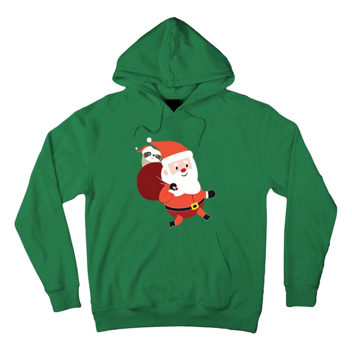 Santa Claus Carrying A Sloth Christmas Hoodie