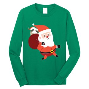 Santa Claus Carrying A Sloth Christmas Long Sleeve Shirt