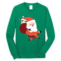 Santa Claus Carrying A Sloth Christmas Long Sleeve Shirt