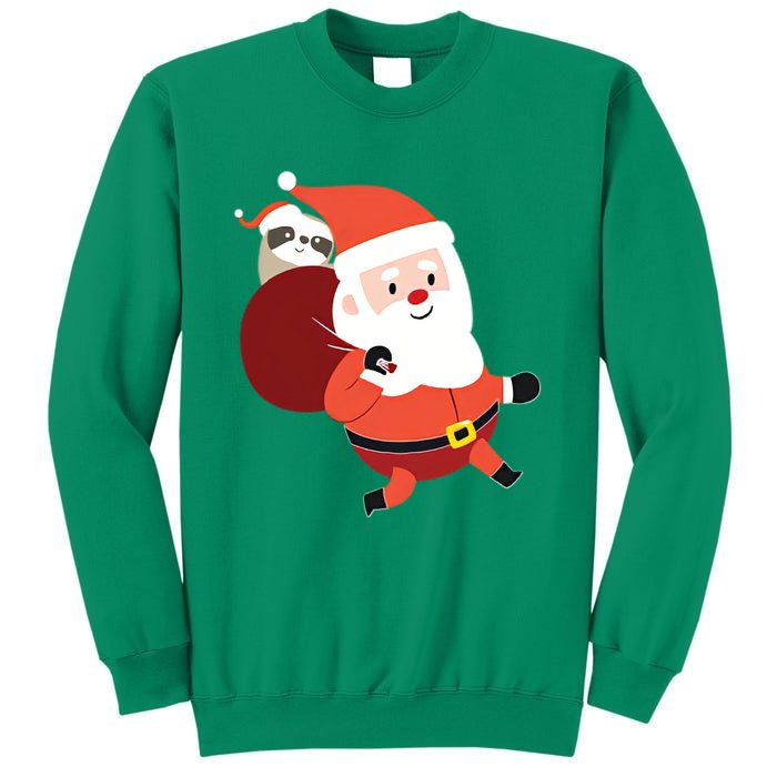 Santa Claus Carrying A Sloth Christmas Sweatshirt