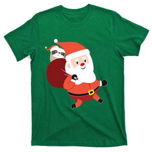 Santa Claus Carrying A Sloth Christmas T-Shirt