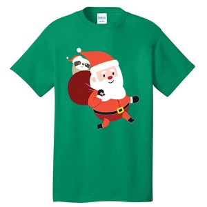 Santa Claus Carrying A Sloth Christmas Tall T-Shirt