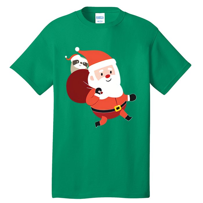 Santa Claus Carrying A Sloth Christmas Tall T-Shirt