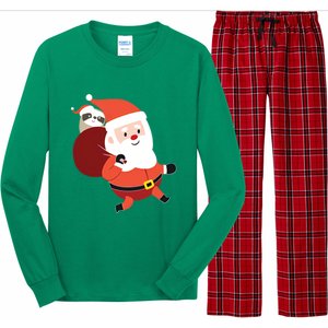 Santa Claus Carrying A Sloth Christmas Long Sleeve Pajama Set