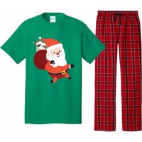 Santa Claus Carrying A Sloth Christmas Pajama Set