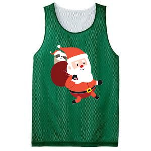 Santa Claus Carrying A Sloth Christmas Mesh Reversible Basketball Jersey Tank