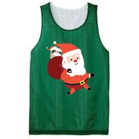 Santa Claus Carrying A Sloth Christmas Mesh Reversible Basketball Jersey Tank