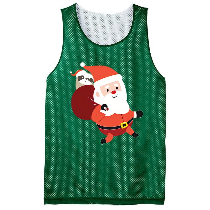 Santa Claus Carrying A Sloth Christmas Mesh Reversible Basketball Jersey Tank