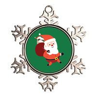 Santa Claus Carrying A Sloth Christmas Metallic Star Ornament