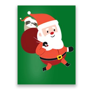 Santa Claus Carrying A Sloth Christmas Poster