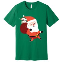 Santa Claus Carrying A Sloth Christmas Premium T-Shirt