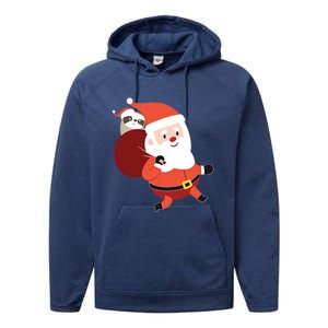 Santa Claus Carrying A Sloth Christmas Performance Fleece Hoodie